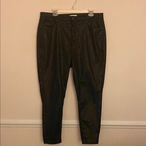 LOFT Curvy Skinny Jeans Women's 33/16 Black Coated Denim
